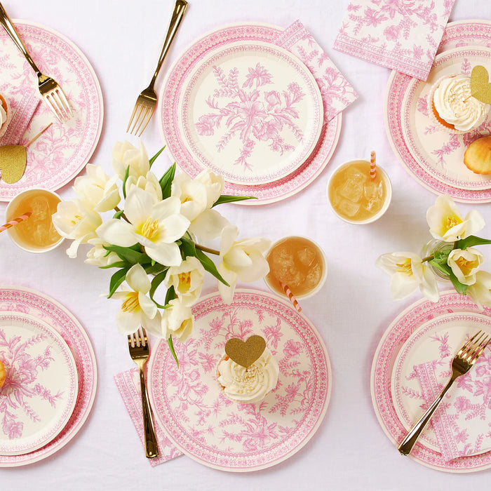 Pink Toile Dessert Paper Plates
