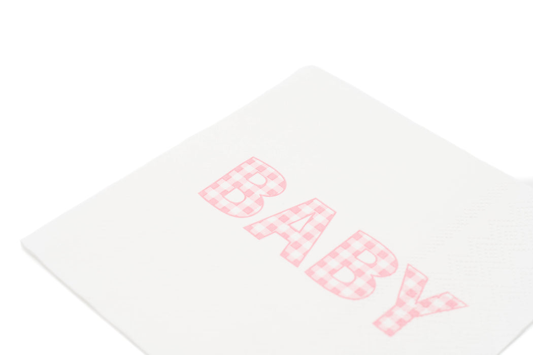 Pink Precious Baby Plaid Cocktail Napkins