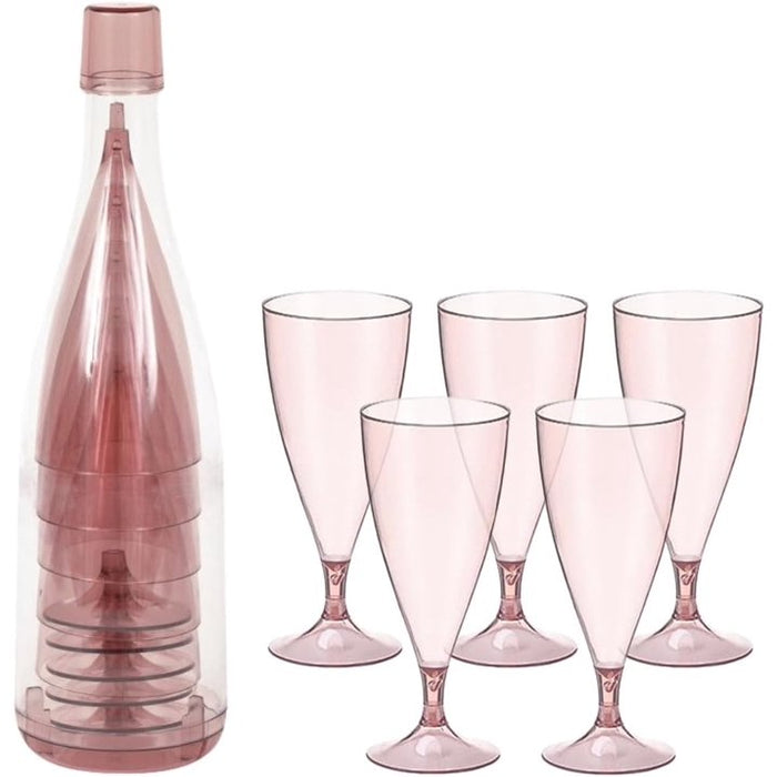 Pink & Gold Plastic Champagne Glasses