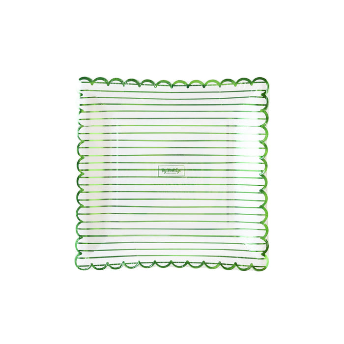 Green Striped Square Plate