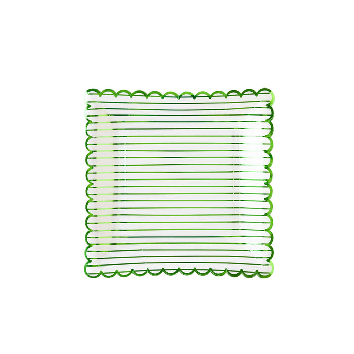 Green Striped Square Plate