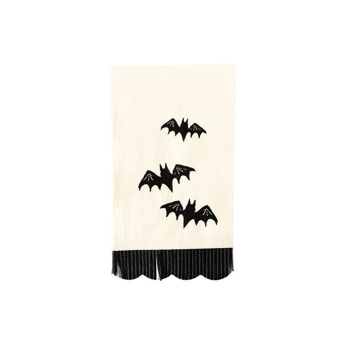 Spooky Sketches Bats Fringed Paper Dinner Napkin
