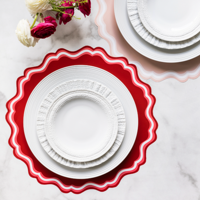 Red Fancy Scallop Paper Placemats