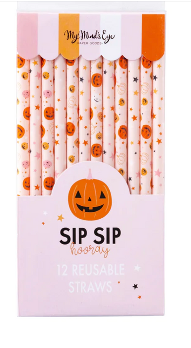 Pink and Orange Pumpkin Reusable Straws
