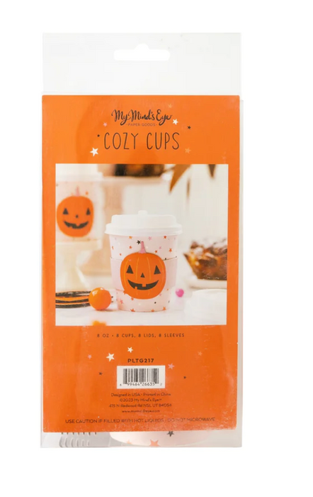 Pink Pumpkin with Dots Cozy To-Go Cups