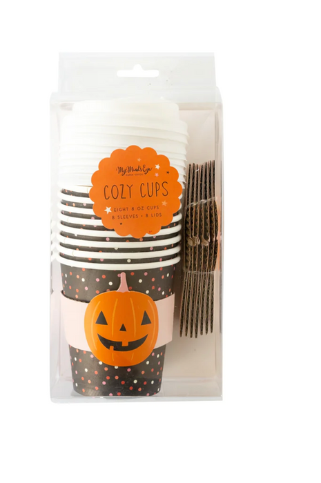 Black Pumpkin with Dots Cozy To-Go Cups