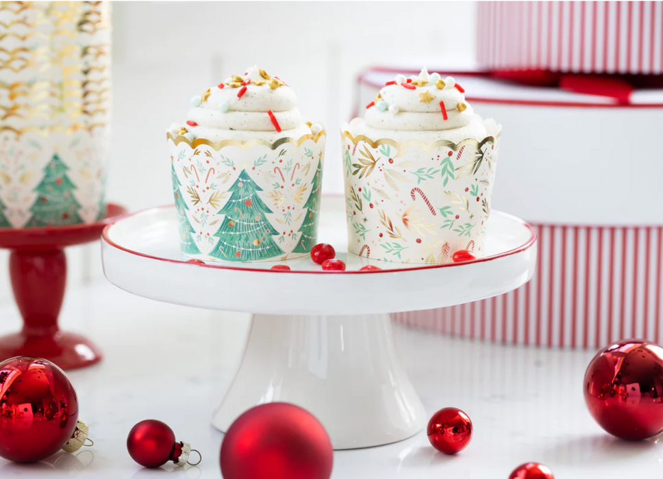 GOLD FOIL CANDY CANE TREE BAKING CUPS