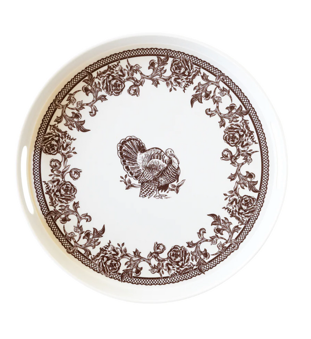 Fancy Turkey Reusable Bamboo Round Serving Tray