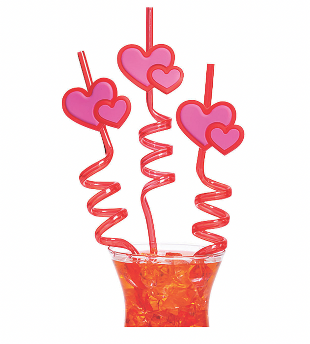 Valentine's Day Heart Silly Straws