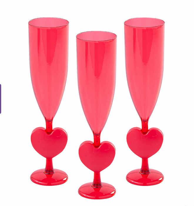 Valentine’s Day Heart Plastic Champagne Flutes