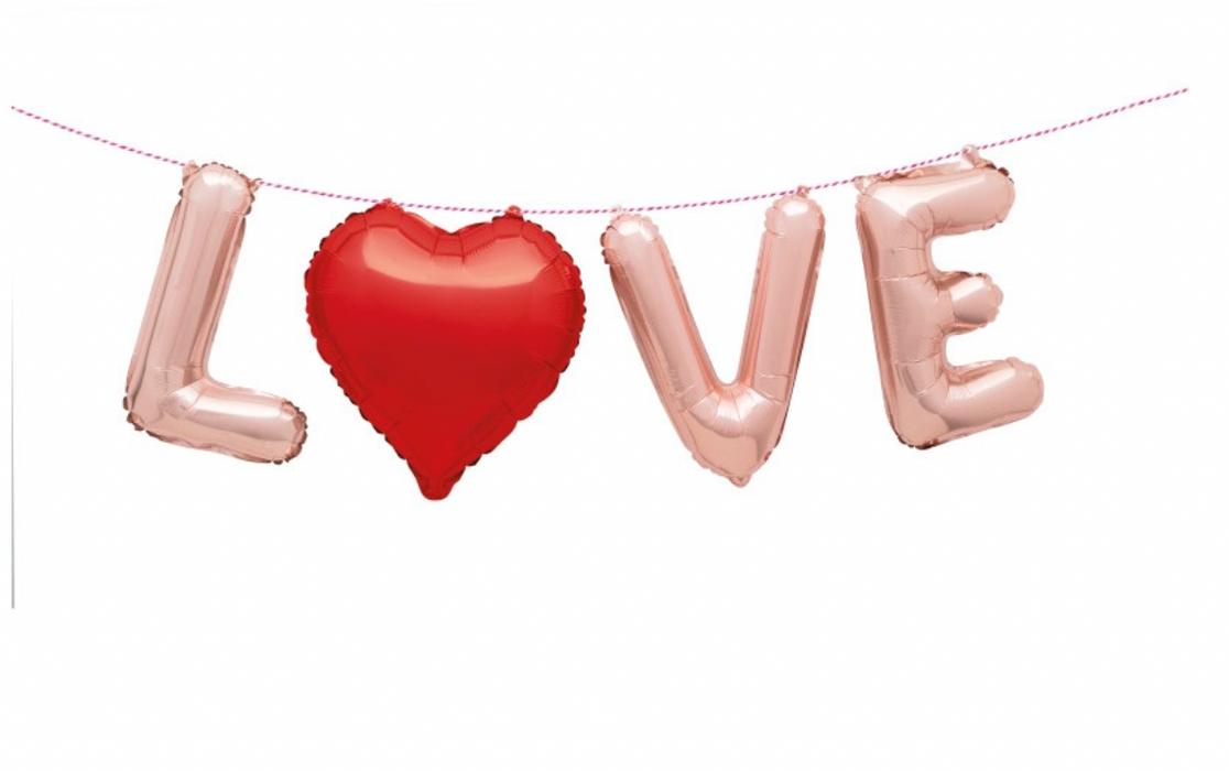 Rose Gold "LOVE" Foil Balloon Banner Kit