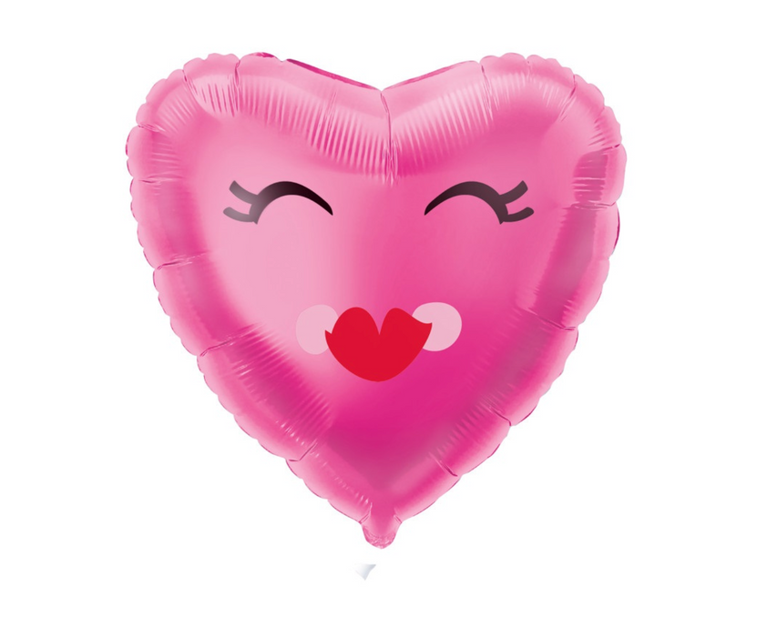 Smiling Pink Heart Shaped Foil Balloon