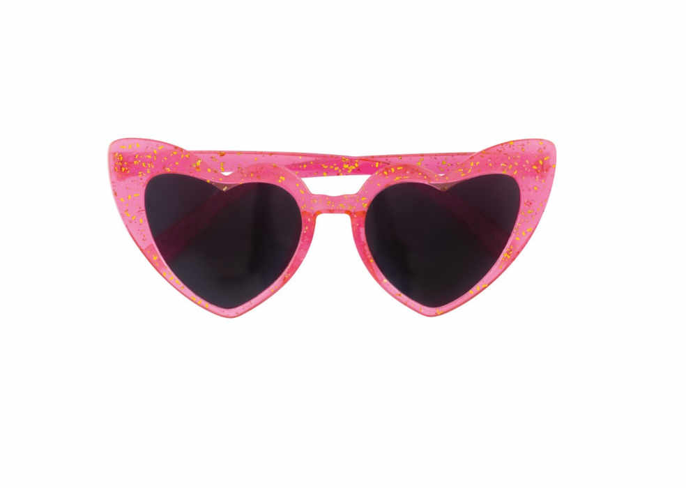Pink & Gold Glitter Heart Shaped Novelty Glasses
