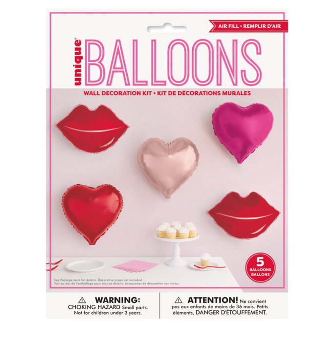 Hearts & Kisses Foil Balloon Wall Decoration Kit