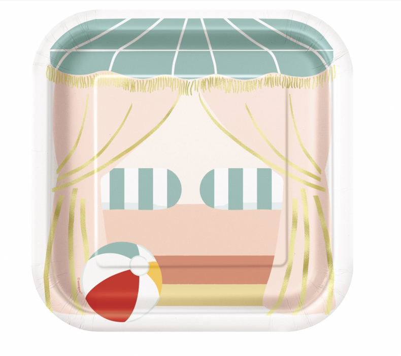 Poolside Summer Square Dinner Plates