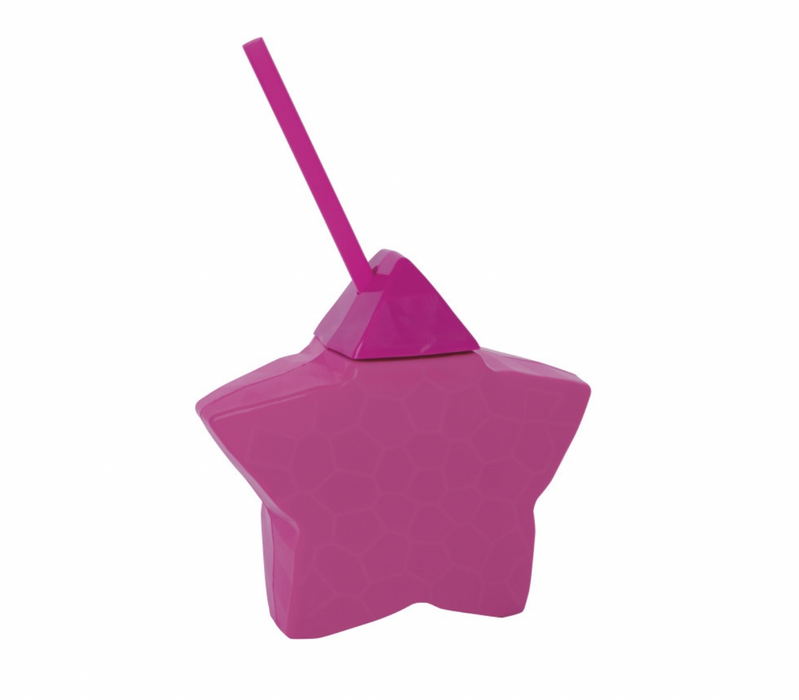 Pink Star Shaped Plastic Cup with Straw