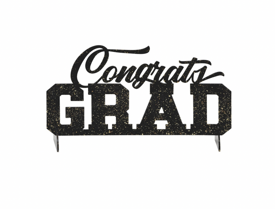 Black & Gold "Congrats Grad" Acrylic Centerpiece