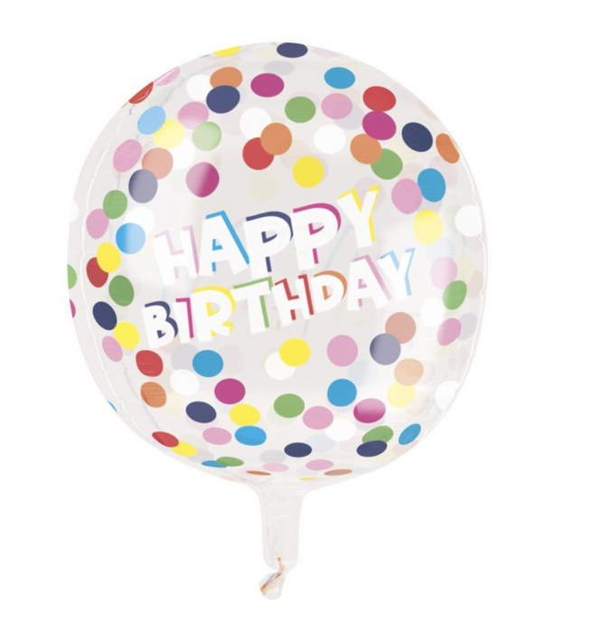 Polka Dot Birthday Printed Clear Sphere Helium Balloon