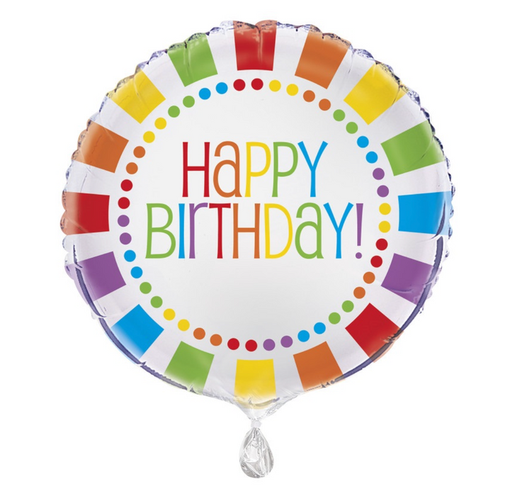 Rainbow Birthday Round Foil Balloon