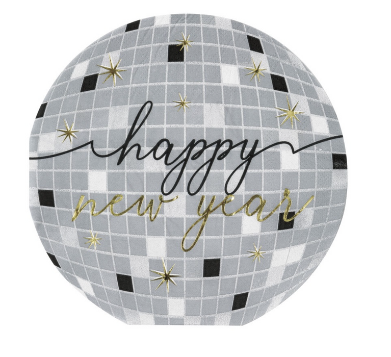 Disco New Year "Happy New Year" Ball Shaped Luncheon Napkins