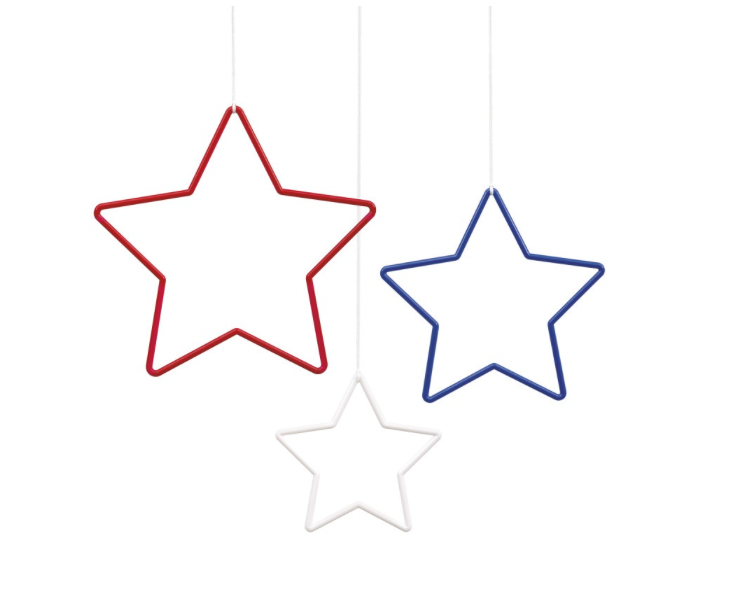 Red  White  & Blue Plastic Hanging Star Decorations