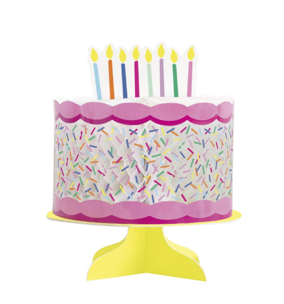 Pink Sprinkles Cake Shaped Honeycomb Centerpiece