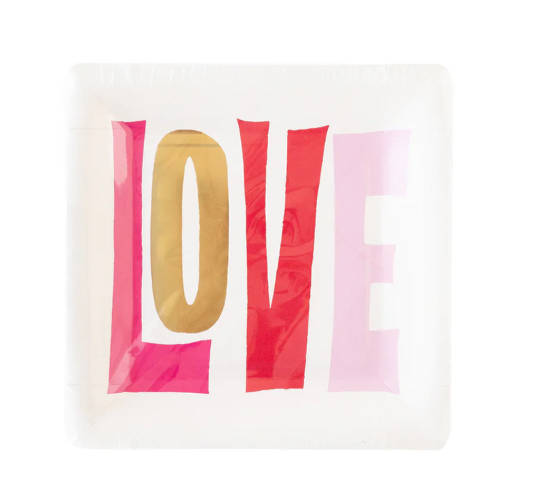 Square Love Paper Plate
