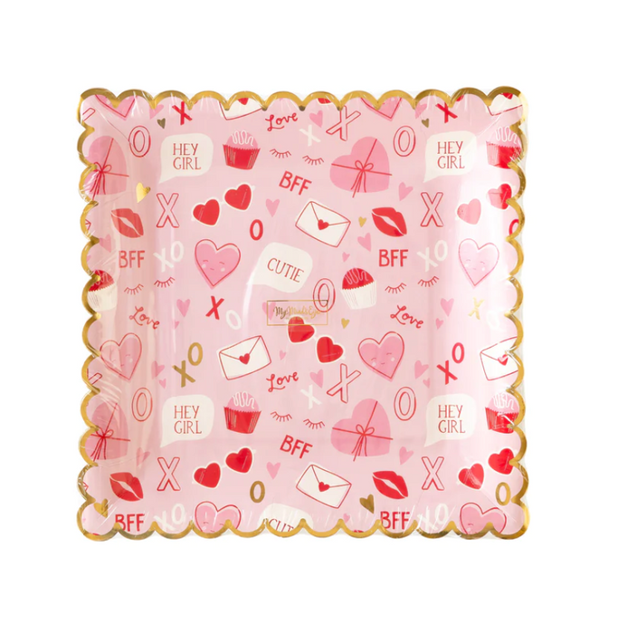Valentine Scatter Square Paper Plate