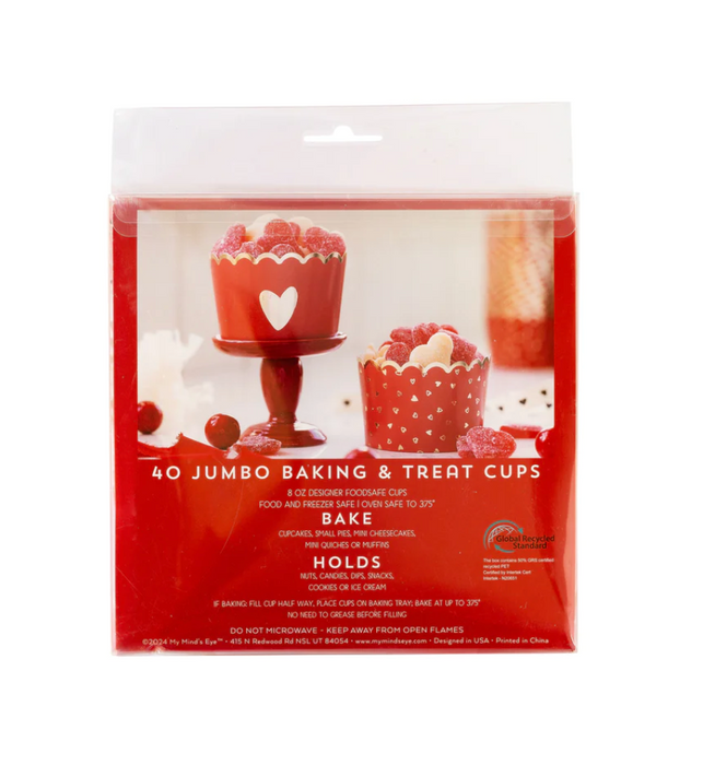 Jumbo Gold Foil Centered Heart Baking Cups