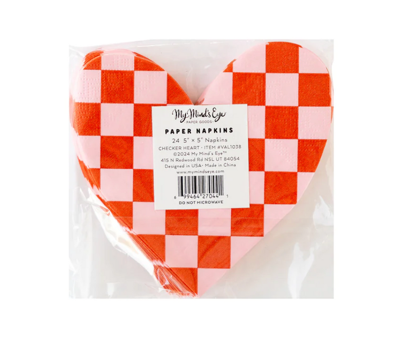 Checkered Heart Paper Napkins