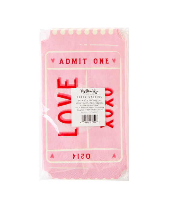 Love Ticket Shaped Dinner Paper Napkin
