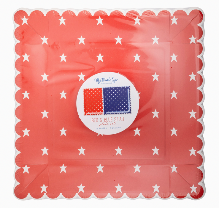 Red and Blue Star Paper Plate Set