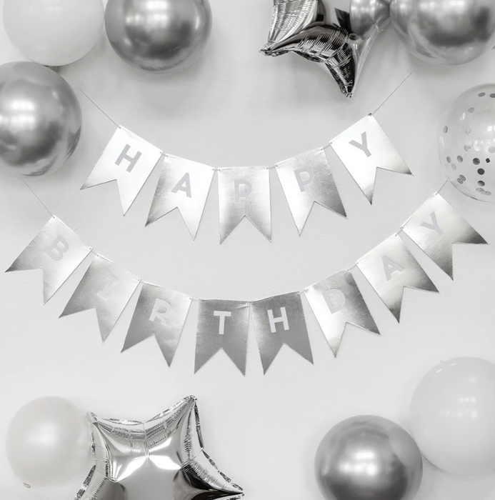 Silver Foil ''HAPPY BIRTHDAY'' Word Banner