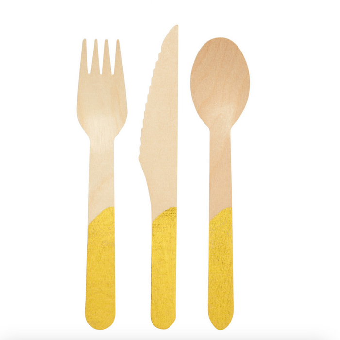 Gold Eco Friendly Wooden Cutlery
