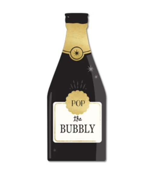 Happy New Year Bubbly Shaped Paper Dinner Napkin