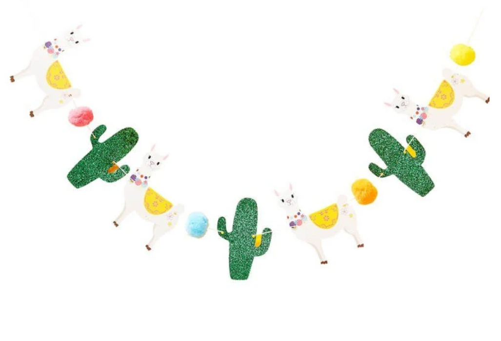 Llama, Cactus & Pompoms Party Banner