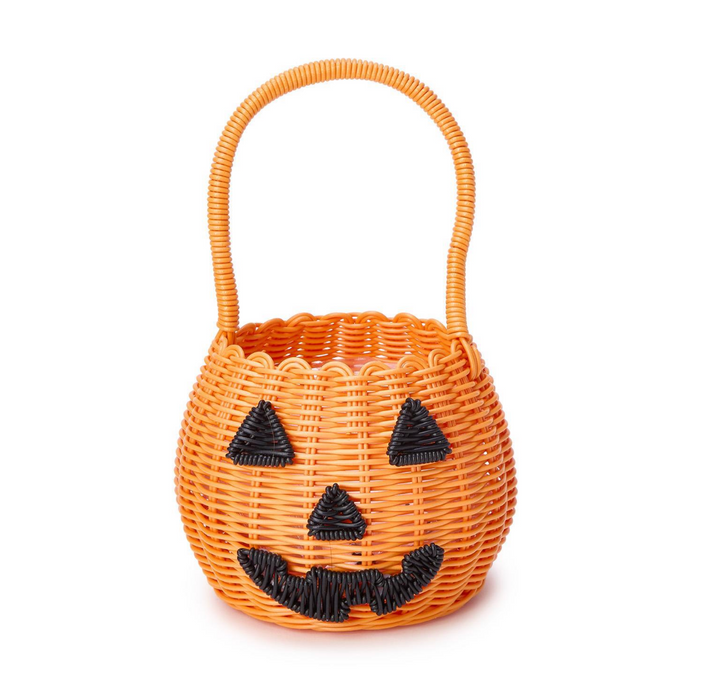 Faux Wicker Jack O Lantern Basket