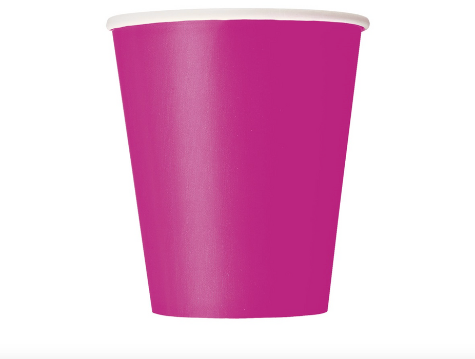 Neon Pink Solid Paper Cups 20ct
