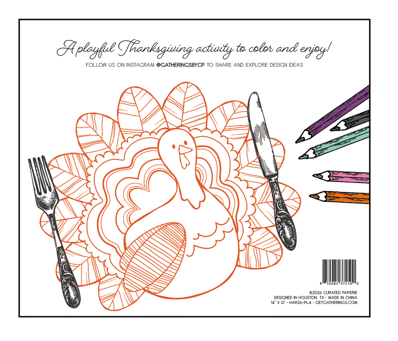 Thanksgiving Turkey Coloring Placemats