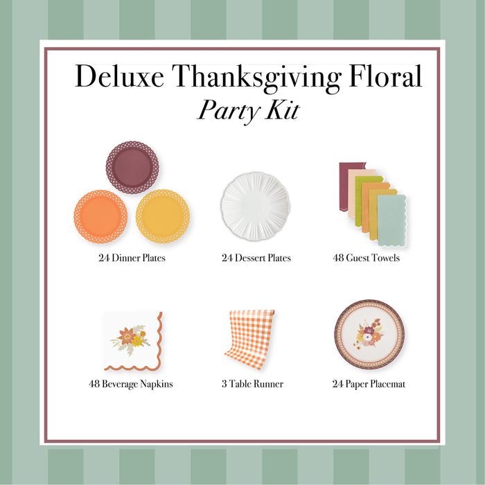 Deluxe Elegant Thanksgiving Floral Party Kit- 24 place settings