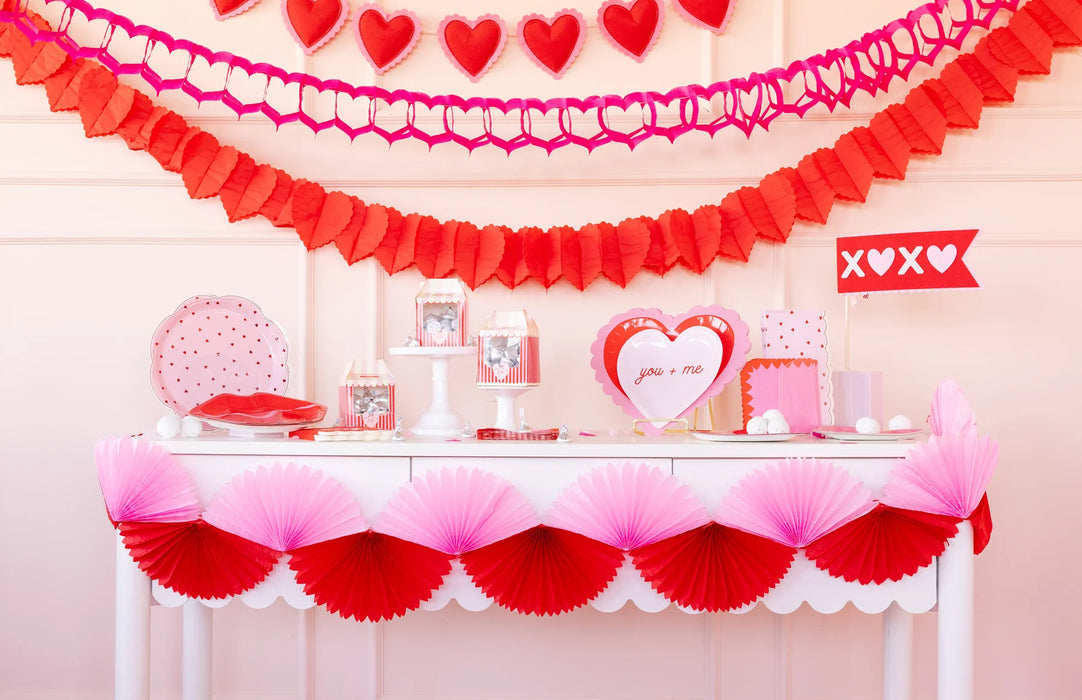 Pink and Red Double Tissue Bunting Banner