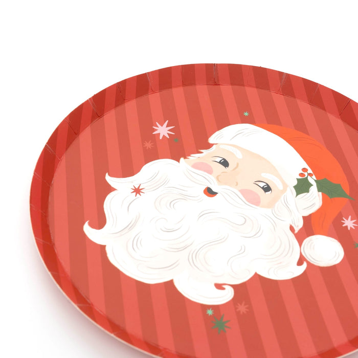 Jolly Santa Vintage Christmas Dessert Plates