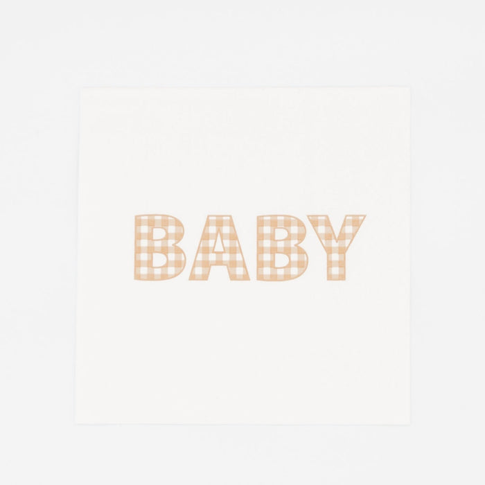 Beige Precious Baby Plaid Cocktail Napkins