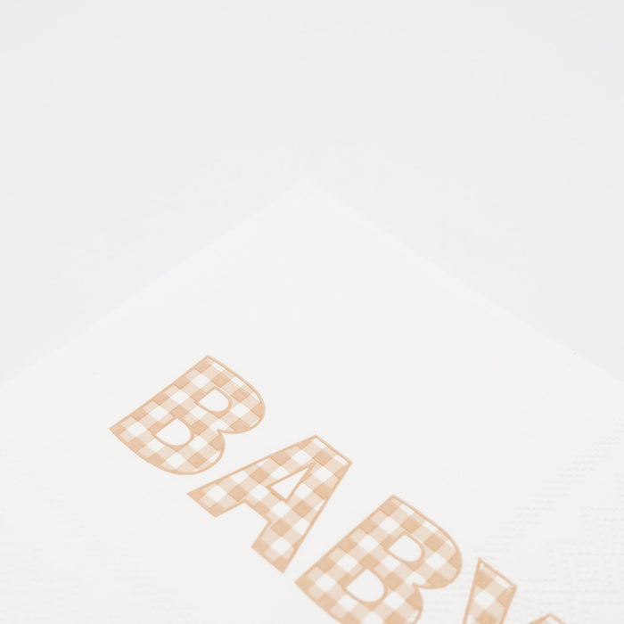 Beige Precious Baby Plaid Cocktail Napkins