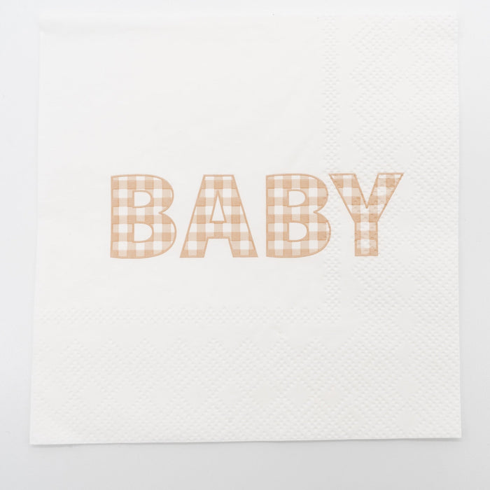 Beige Precious Baby Plaid Cocktail Napkins
