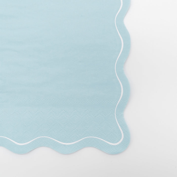 Light Blue Scallop Guest Towels