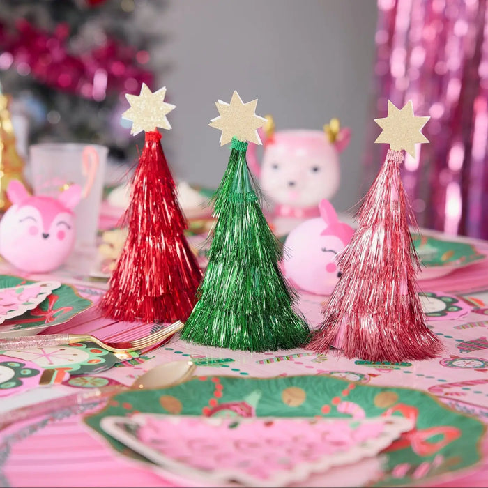 Colorful Tinsel Christmas Tree Confetti Crackers- 6 Count