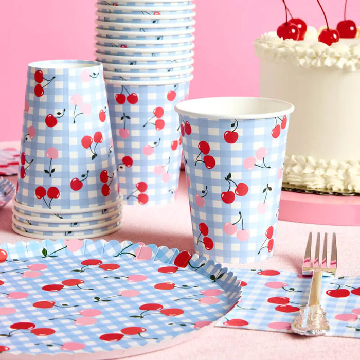 Cherry Gingham Paper Cups