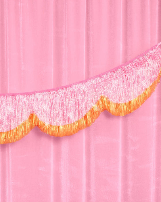 Pink Orange Scallop Fringe Banner