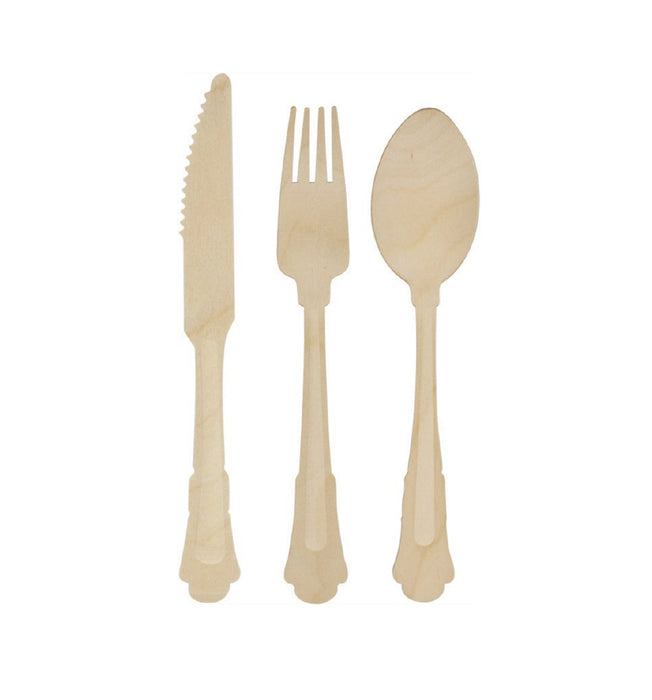 Assorted Shaped Wooden Cutlery